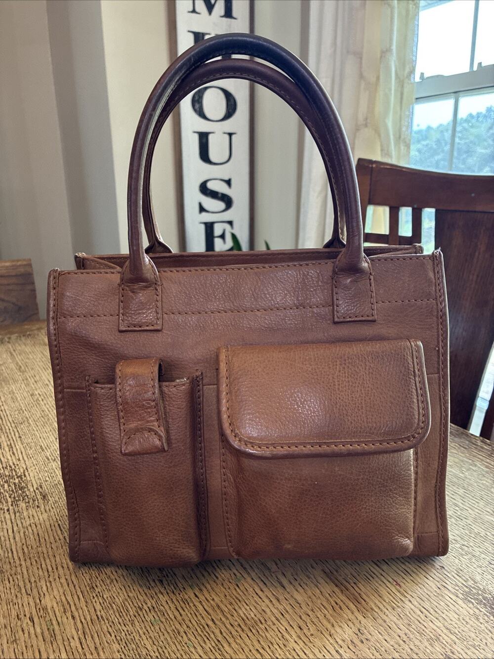 Vintage Fossil Leather Hand Bag Purse Brown 90s Y2K